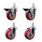 Service Caster 4'' Red Polyurethane Wheel Swivel 7/8'' Square Stem Caster Set 2 Brakes, 4PK SCC-SQ20S414-PPUB-RED-PLB-78-2-S-2 - alternate 1